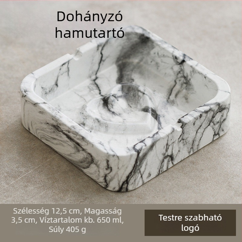 Négyzet alakú kerámia hamutartó INS-stílusban, otthonra és KTV-hez, tárolóval és logónyomtatás lehetőségével