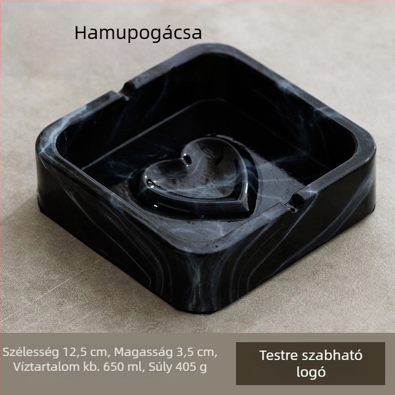 Négyzet alakú kerámia hamutartó INS-stílusban, otthonra és KTV-hez, tárolóval és logónyomtatás lehetőségével
