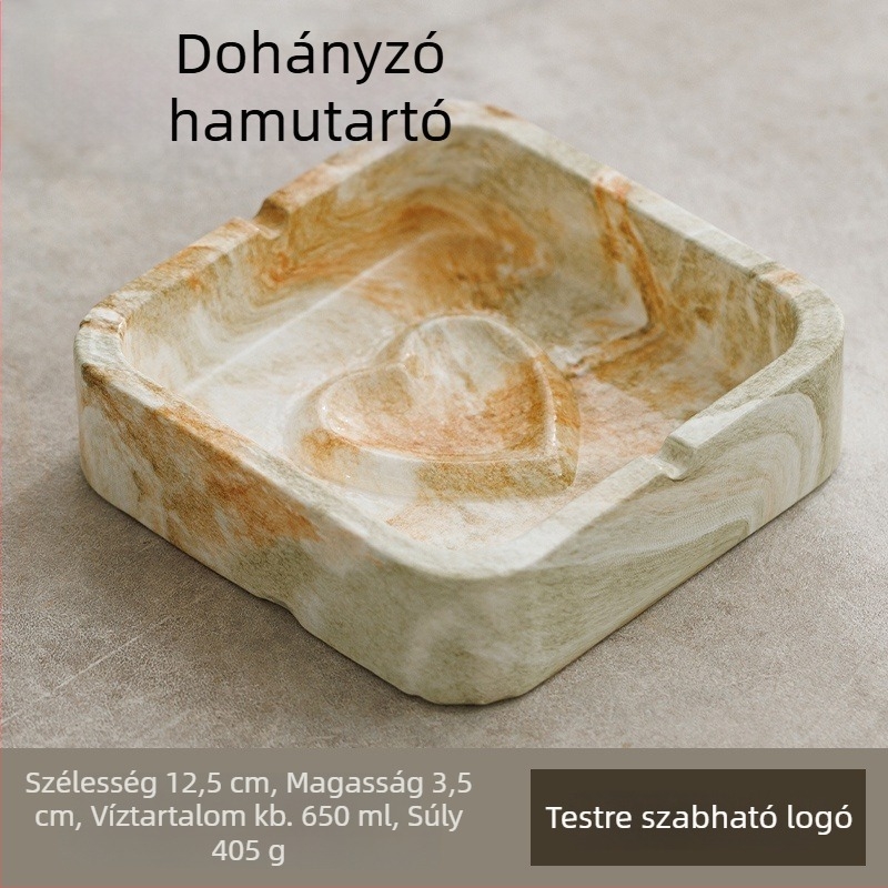 Négyzet alakú kerámia hamutartó INS-stílusban, otthonra és KTV-hez, tárolóval és logónyomtatás lehetőségével