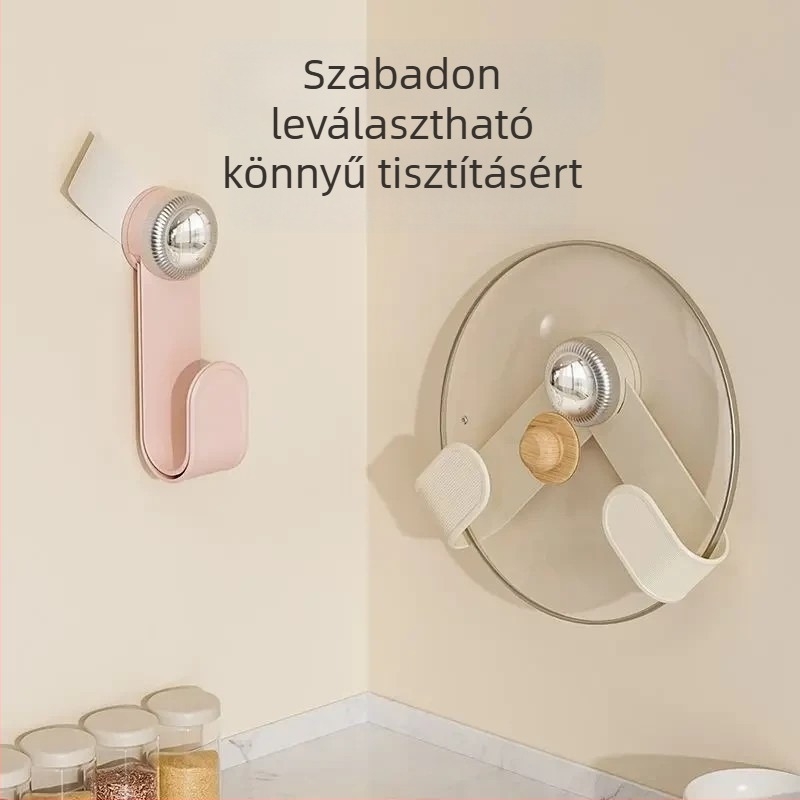 Műanyag falra szerelhető fedőállvány fazekakhoz, összecsukható, forgó, szívócsészével