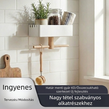 Fali fűszer- és konyhai eszköz tároló, fúrás nélkül, többfunkciós