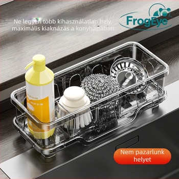 Konyhai tároló polc – többfunkciós, mozgatható, szerelés nélkül; PET anyag; modern minimalista dizájn; téglalap alakú
