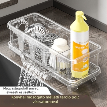 Konyhai tároló polc – többfunkciós, mozgatható, szerelés nélkül; PET anyag; modern minimalista dizájn; téglalap alakú