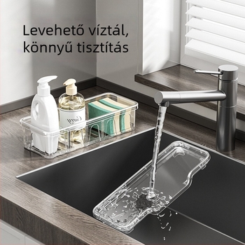 Konyhai tároló polc – többfunkciós, mozgatható, szerelés nélkül; PET anyag; modern minimalista dizájn; téglalap alakú