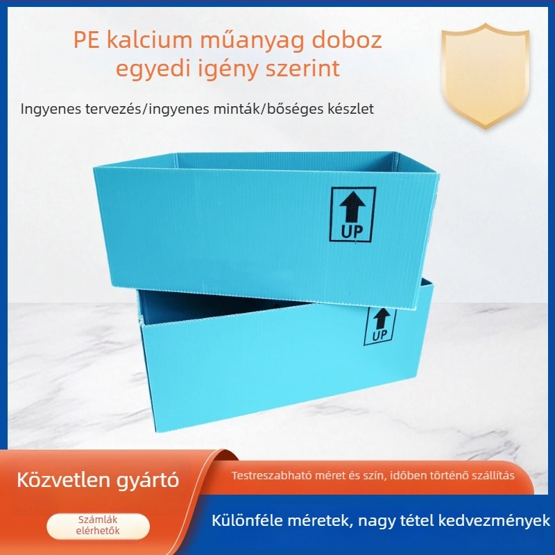 Kalcium-plasztikus összehajtható tárolóedény, virgin PE anyag, zöldségek és gyümölcsök szállítására, fal vastagsága 5 mm, teherbírás 200, hővezető képesség.
