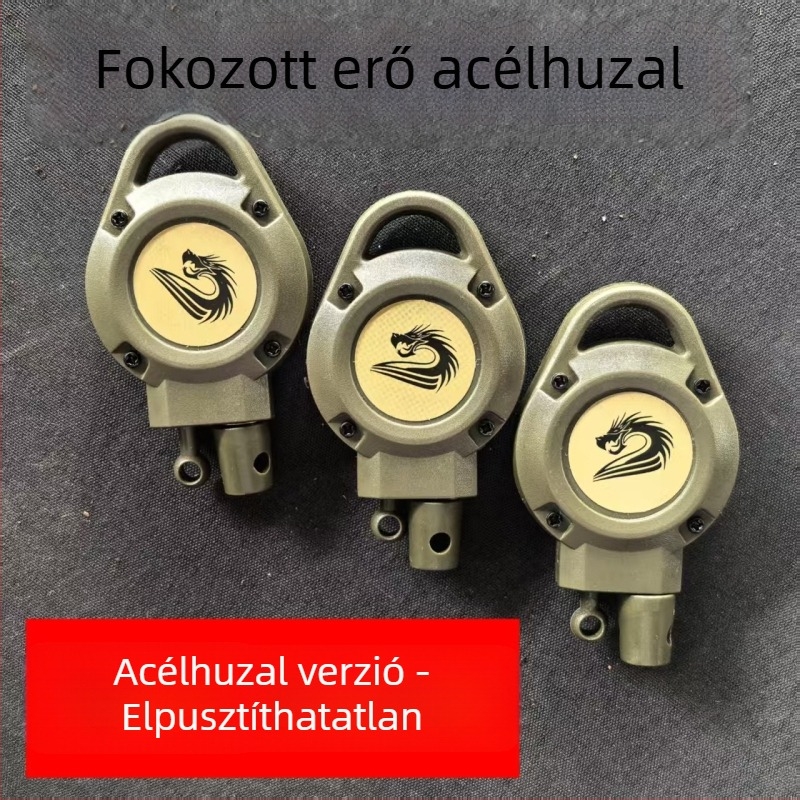 Visszahúzható kulcstartó acélsodronnyal, kültéri használatra, kézi vezérlésű, teleszkópos, többfunkciós