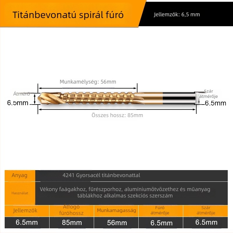 Többfunkciós fűrészfogú spirálfúró faanyaghoz, ötvözetfej, magas keménység, nagy szilárdság