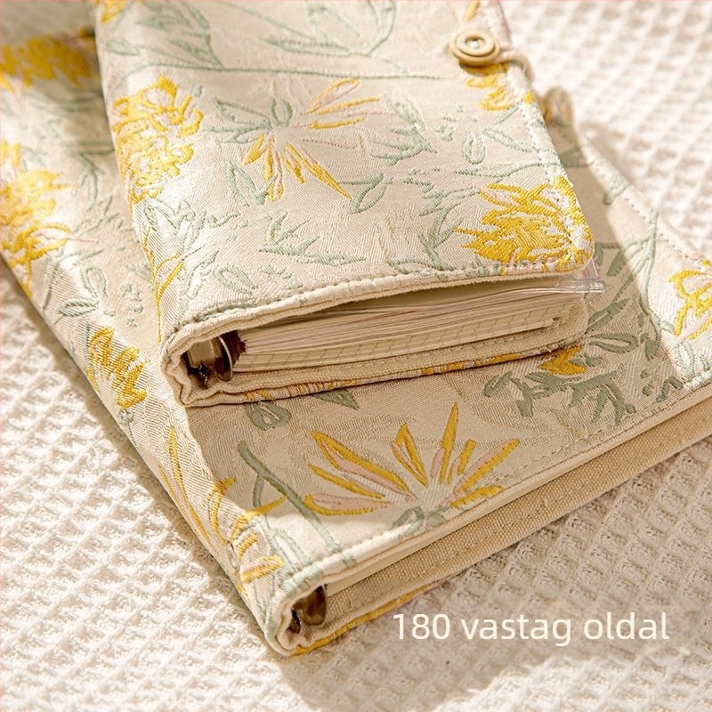 Textilborítású notesz antik stílusban, levehető oldalakkal, méret A6/A5