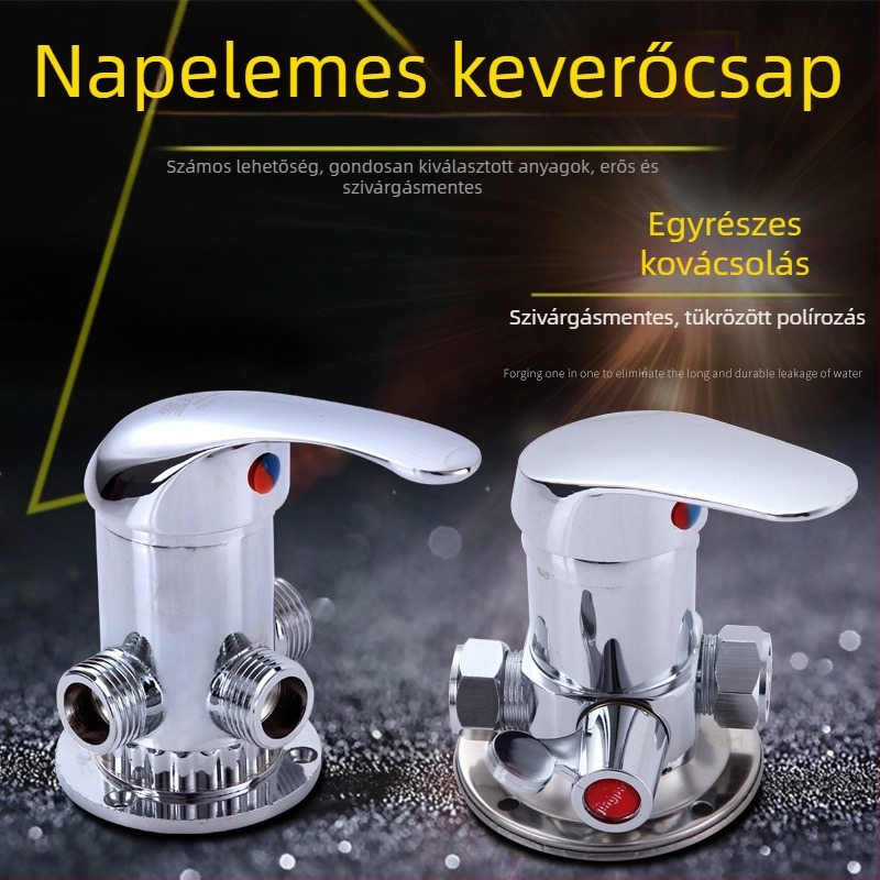 Napenergiás vízmelegítőhöz zuhanykeverő – Type A ötvözetű kis Tee; működési nyomás 10; víz hőmérséklete 100°C; kiáramló áramlás 10; alkalmazás: mosdó