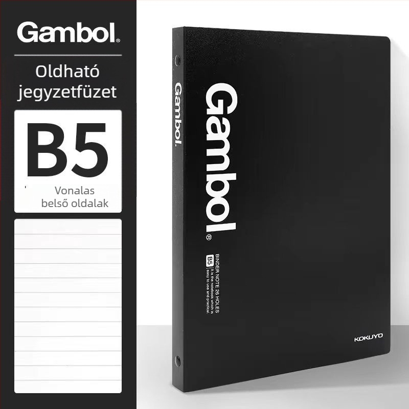 Kokuyo Gambol Watanabe 26 lyukú tokos notesz levehető héjjal, vonalas oldalakkal, loose-leaf refill