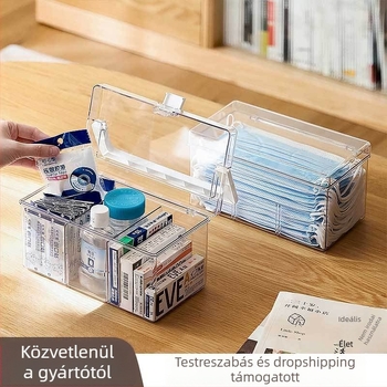 Tablettás doboz fedéllel, PET műanyagból, porálló, japán stílus