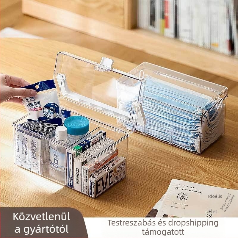 Tablettás doboz fedéllel, PET műanyagból, porálló, japán stílus