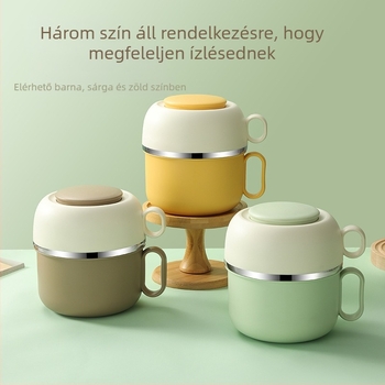 304 rozsdamentes acél ebédes doboz – kerek, kétszintes, 1–2 L, élelmiszer-minőségű, lezárható és szivárgásmentes