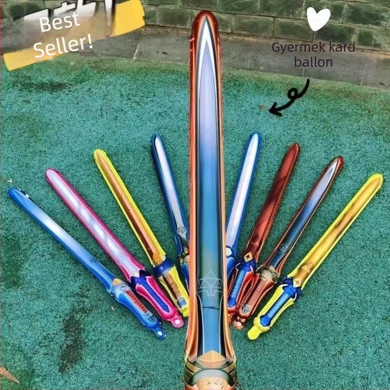 Gyerekeknek készült felfújható kard balon, rajzfilm design – kézzel tartható játék