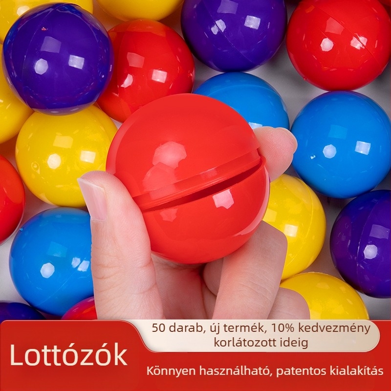 Színes kinyitható sorsolólabda, rekvizit sorsolásokhoz, műanyag, átmérője 3,7 cm