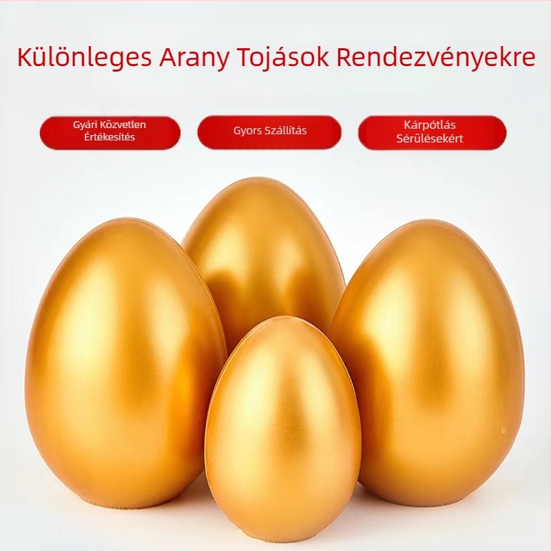 Gipszből készült ezüst tojások, dekoratív húsvéti tojások, méretek 12/15/20/25/30 cm, kézzel készített