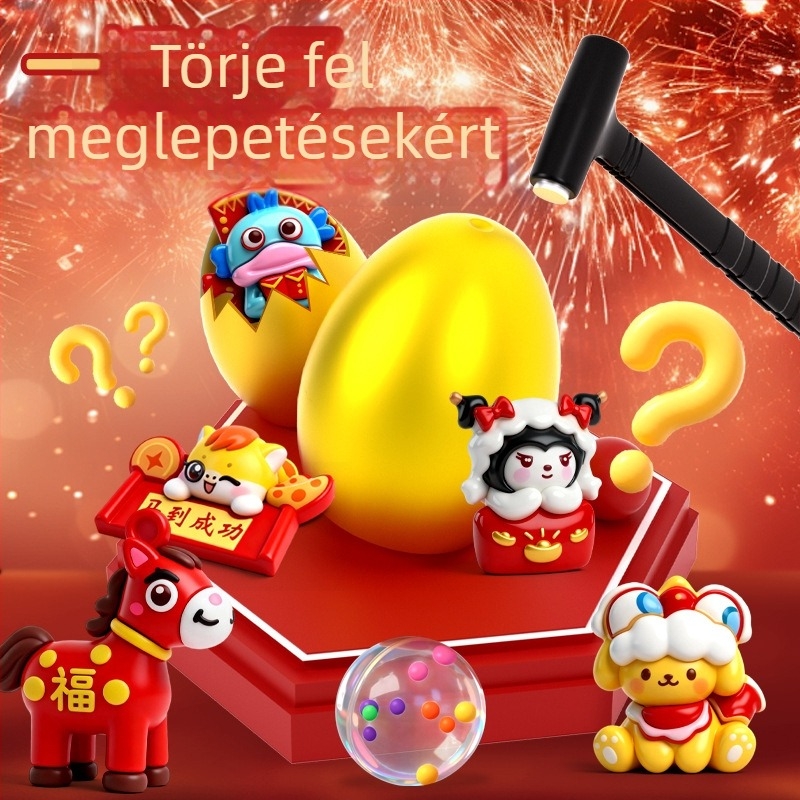 Gyermekeknek szóló aranytojás összetörő játék, rekvizit a sorsoló blind box játékhoz, kreatív lámpásfesztivál ajándék, ízléses ajándékdoboz, újévi játék