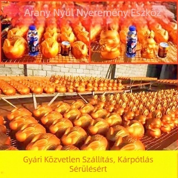 Gipsz arany tojás ünnepi kellék a Nyúl évéhez, kézzel készített, 15 cm magas, 100 darabos készlet, testreszabható logó