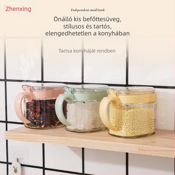 Revitalization négyzet alakú üveg fűszertartó, modell YH5996, konyhai sótároló