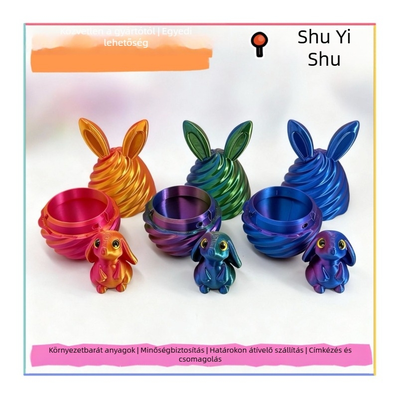 PLA 3D nyomtatott húsvéti nyuszi tojás készlet, állat formájú, gyártva 3D nyomtatással, modell szám skj-002878