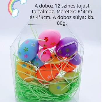 Műanyag húsvéti tojás dekorációk kijelző dobozzal és függő díszítő elemmel, Xuhua márka, logónyomtatás elérhető, testreszabható