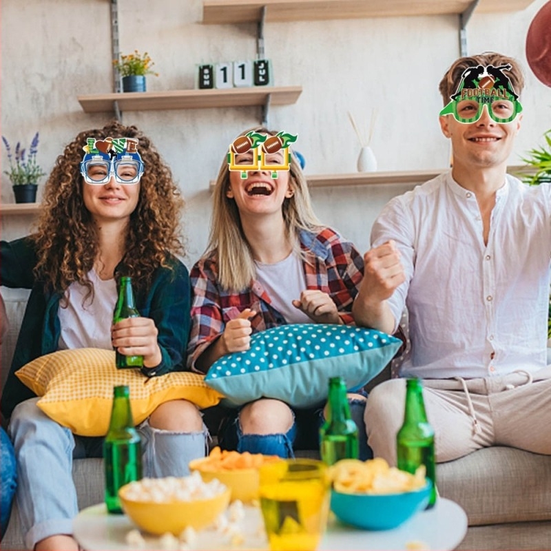 Papír amerikai futball szemüveg – fotórekvizitek szülinapi és Super Bowl partikhoz, sportos/parti stílus