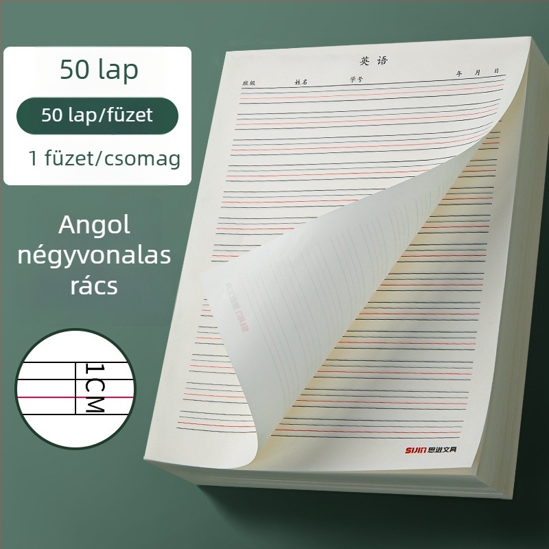 16K vastag angol gyakorlófüzet bézs szemkímélő oldalakkal
