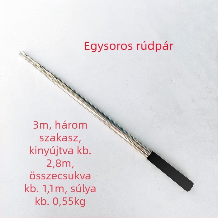 Rozsdamentes acélból készült teleszkópos hálónyél, hosszabbítható, többfunkciós pozicionálással, összecsukható