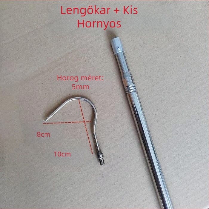 Rozsdamentes acélból készült teleszkópos hálónyél, hosszabbítható, többfunkciós pozicionálással, összecsukható