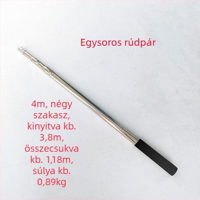 Rozsdamentes acélból készült teleszkópos hálónyél, hosszabbítható, többfunkciós pozicionálással, összecsukható