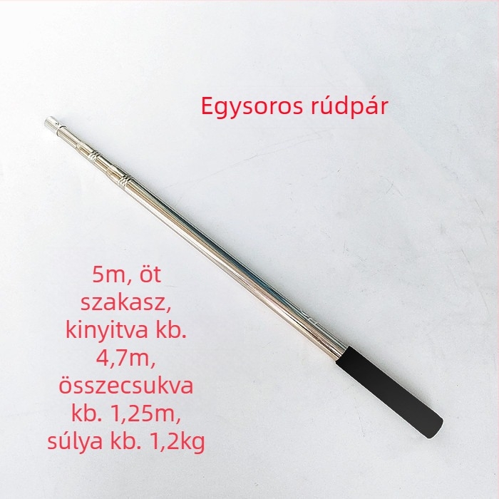 Rozsdamentes acélból készült teleszkópos hálónyél, hosszabbítható, többfunkciós pozicionálással, összecsukható