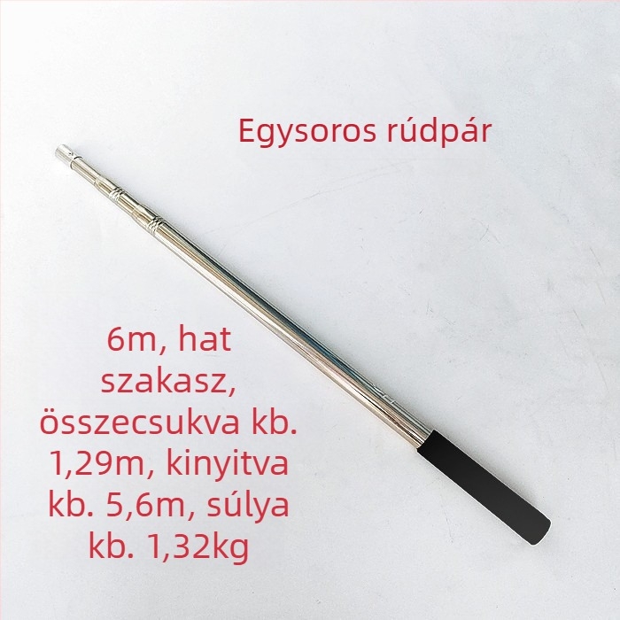 Rozsdamentes acélból készült teleszkópos hálónyél, hosszabbítható, többfunkciós pozicionálással, összecsukható