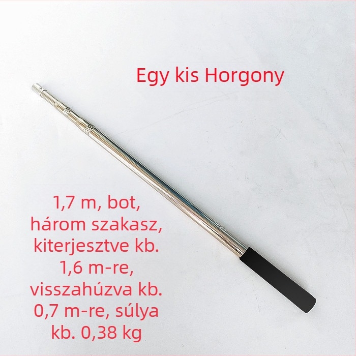 Rozsdamentes acélból készült teleszkópos hálónyél, hosszabbítható, többfunkciós pozicionálással, összecsukható