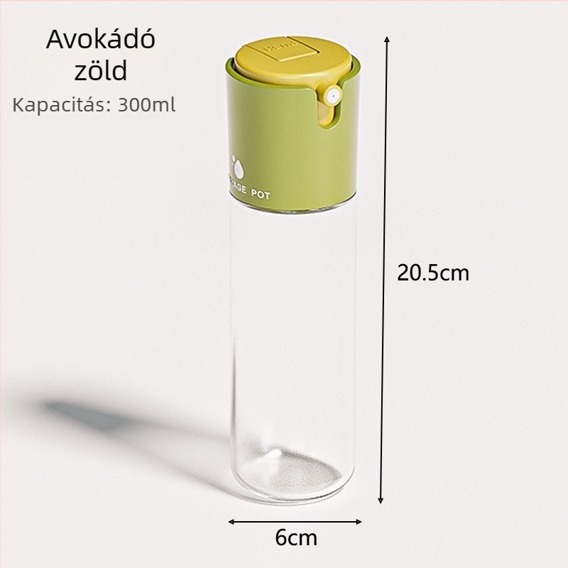 Üveg olaj adagoló, nyomásos permetező mechanizmus, PP + ABS + üveg anyag, modern minimalista stílus