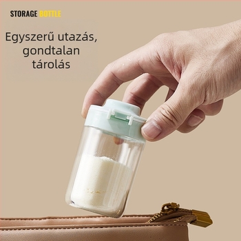 Baba tejpor doboz dupla fedéllel – hordozható, egy kézzel működtethető, tejpor rekesz, márka Hundred Buddhas