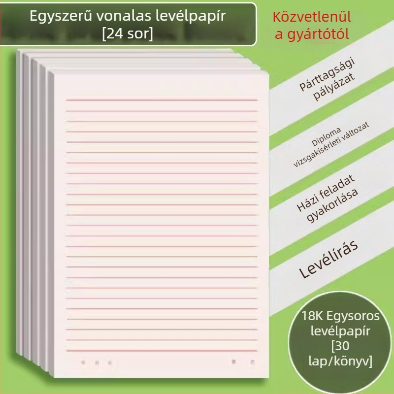 16K egyvonalas írópapír, vastított, egyetemistáknak szóló párttagsági űrlaphoz