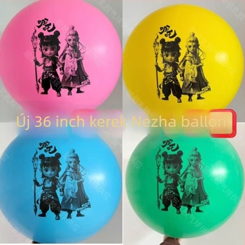 Nezha kerek balon születésnapi és óvodai dekorációhoz, logó nyomtatás elérhető