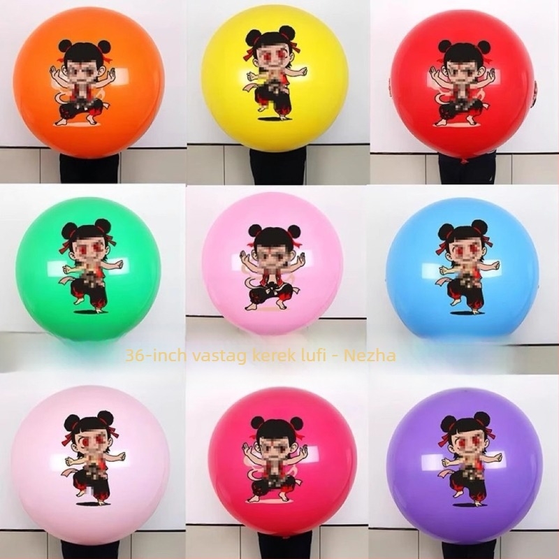 Nezha kerek balon születésnapi és óvodai dekorációhoz, logó nyomtatás elérhető