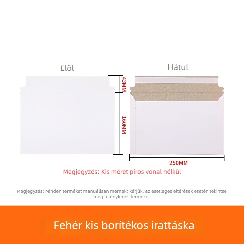 Fehér üres dokumentum boríték kemény kartonból, 25×16 cm, kínai stílusú