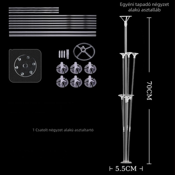 Ragasztó négyszögletes alapú lufiállvány – műanyag, termékkód A-9, beltéri használatra, alkalmas esti partikra, koncertekre, esküvőkre, sporteseményekre és fesztiválokra