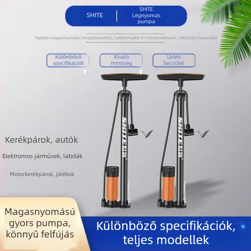 Magasnyomású kézi pumpa kerékpárokhoz, elektromos járművekhez, autókhoz és kosárlabdákhoz; vasból készült test; szelep típusa: másik; háztartási használatra alkalmas