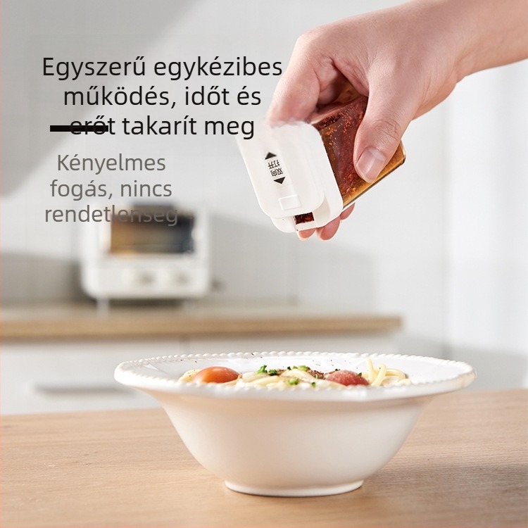 Japán stílusú fűszertartó műanyagból, szilárd fűszerekhez, nedvességzáró fedél, logóval