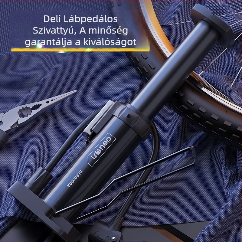 Deli DL880002 kézi kerékpárpumpa, hordozható, nagy nyomású