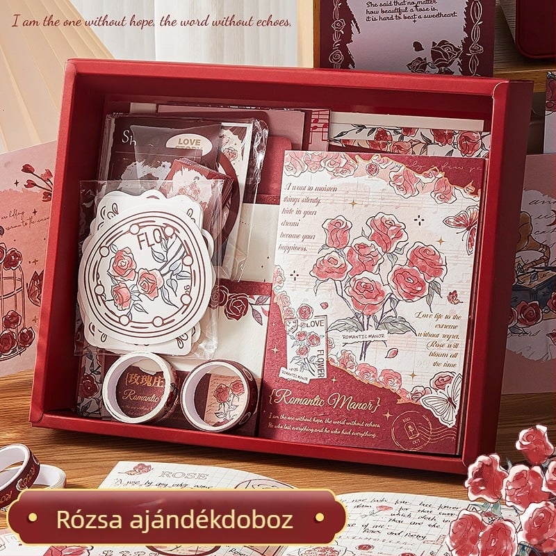 Ajándék irodaszer készlet: boríték és notesz, modell KBX-2325, Dowling papír, kínai boríték stílus, testreszabás elérhető, 100 darab