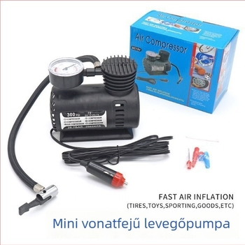 12V-os mini autógumi pumpa, ABS műanyag, 220W, 70 L/min, digitális kijelző, 3 m hosszú kábel