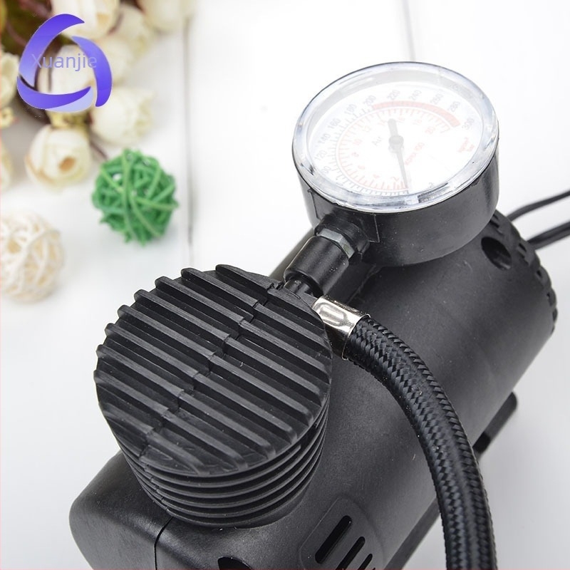 Autóba illő hordozható légpumpa manométerrel, 12V, 80W, 3 m kábel, 70 L/min, gyors felfúvás