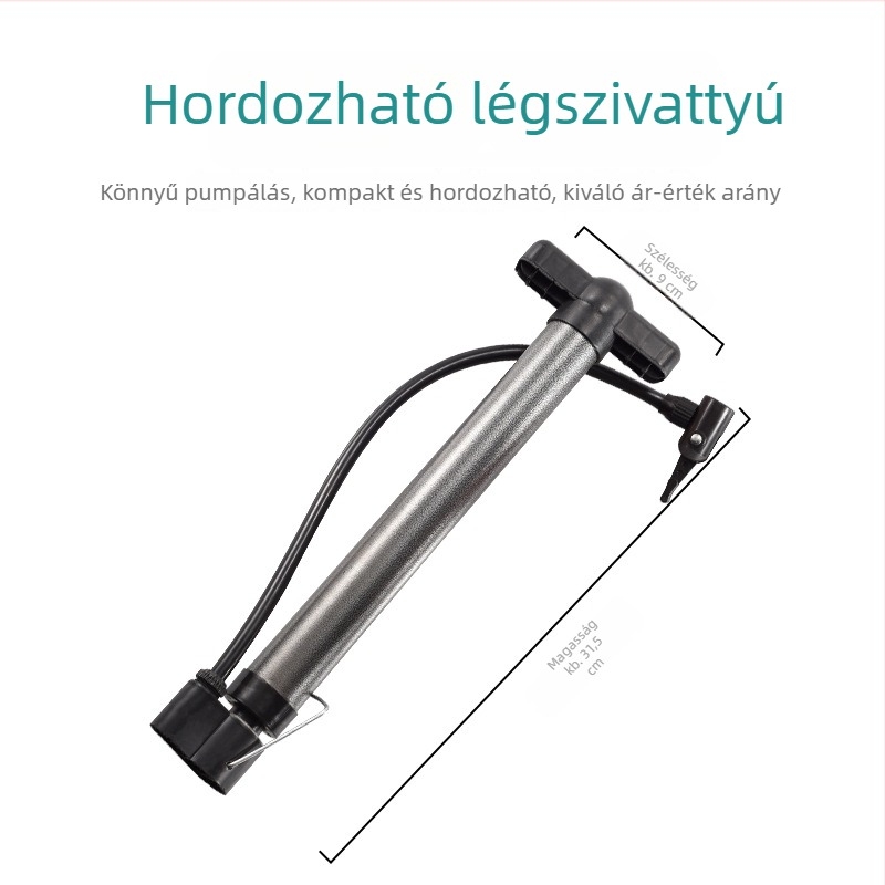 Kézi levegőpumpa kerékpárokhoz, autókhoz és kosárlabda-labdákhoz – hordozható műanyag pumpa