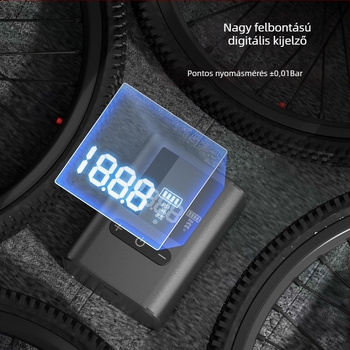 Kis méretű intelligens vezeték nélküli kerékpárlégpumpa digitális kijelzővel — ABS alumíniumötvözet, 7,4V, kevesebb mint 80W, egyhengeres, 25 L/min