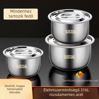 316-os rozsdamentes acélból készült, élelmiszer-minőségű zsírtartó tartály fedővel – konyhai olajtartó