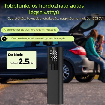 Vezeték nélküli hordozható autó- és kerékpárnyomás-szivattyú digitális kijelzővel és beépített fénnyel, 12V, 100W, 3 m hosszú kábel, 38 cm tömlő